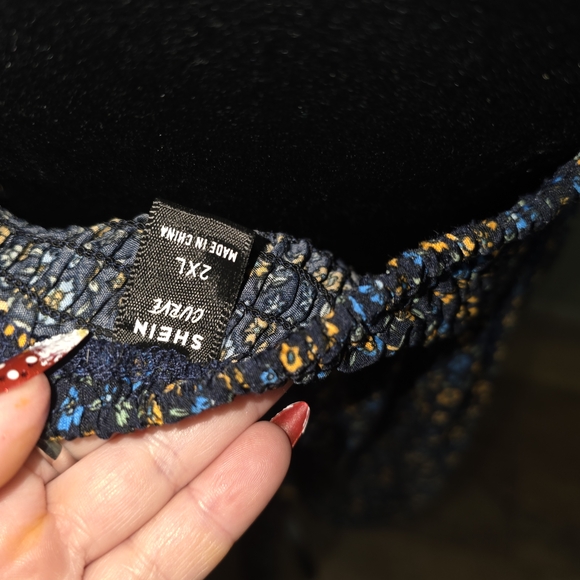 SHEIN Strapless Dress with Blue and Yellow Floral Design - Picture 3 of 3